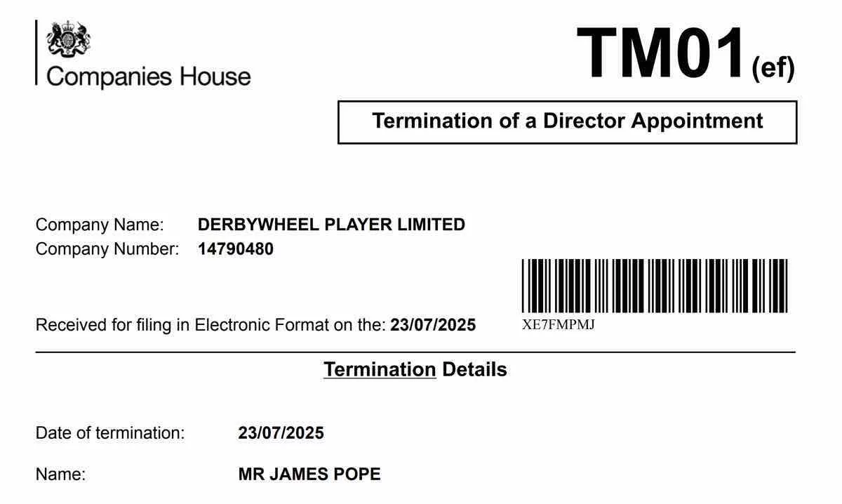 Corporate filing confirms Pope’s exit as director